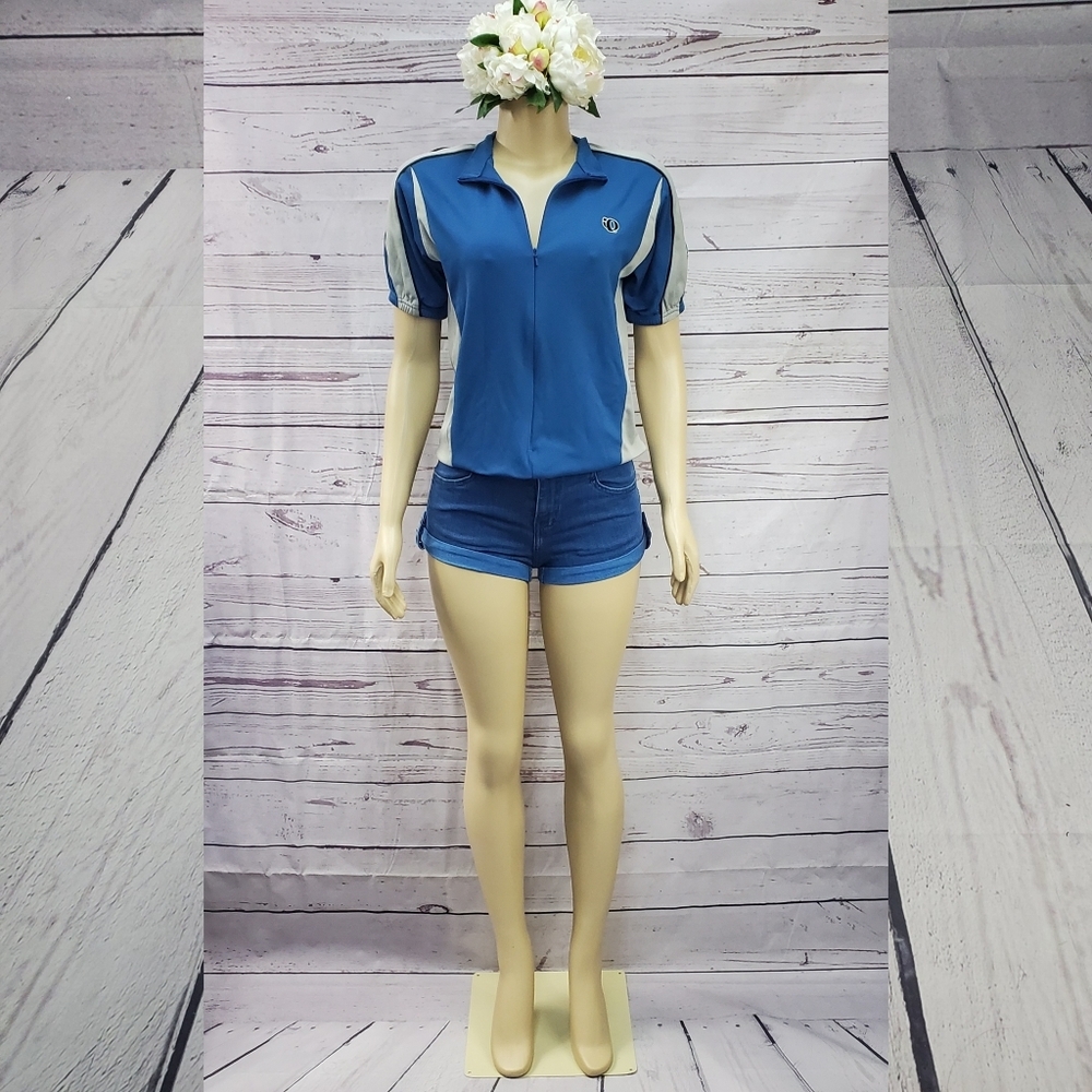 pearl izumi medium blue zip up sports shirt - Picture 2 of 7